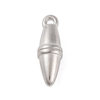 Non-Tarnish 304 Stainless Steel Pendants, Oval Charm, Stainless Steel Color, 20x7mm, Hole: 2mm