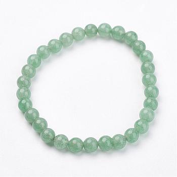 Natural Green Aventurine Stretch Bracelets, Round, 49mm(1-7/8 inch), Beads: 6.5mm