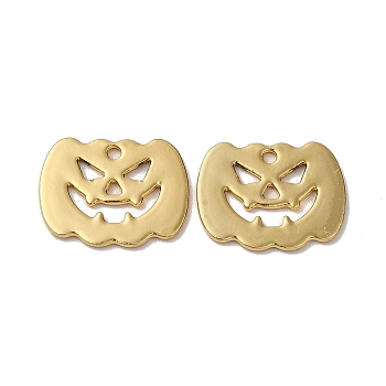 Halloween Alloy Pendants, Cadmium Free & Nickel Free & Lead Free, Pumpkin, Golden, 14x18x1mm, Hole: 1.4mm