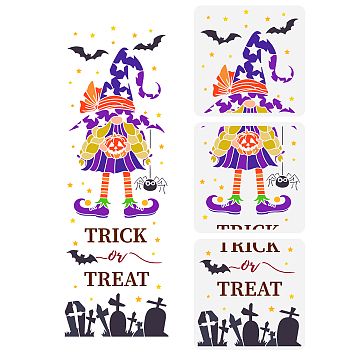 3Pcs 3 Styles PET Hollow Out Drawing Painting Stencils, for DIY Scrapbook, Photo Album, Halloween Themed Pattern, 300x300mm, 1pc/style