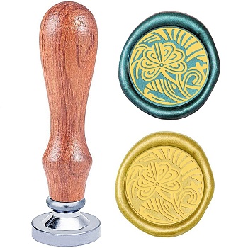 Wax Seal Stamp Set, Sealing Wax Stamp Solid Brass Head,  Wood Handle Retro Brass Stamp Kit Removable, for Envelopes Invitations, Gift Card, Floral Pattern, 83x22mm