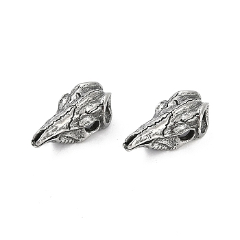 316 Surgical Stainless Steel Beads, Bird Head, Antique Silver, 18.5x9.5x7mm, Hole: 3.5mm