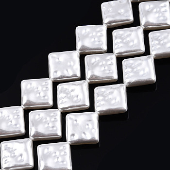 ABS Plastic Imitation Pearl Beads Strands, Rhombus, Creamy White, 18x18.5x6mm, Hole: 0.5mm, about 22pcs/strand, 15.55 inch~15.75 inch(39.5~40cm)