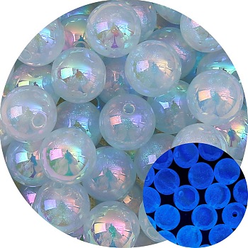 Luminous Acrylic Bead, Round, Sky Blue, 12mm, 5pcs/bag