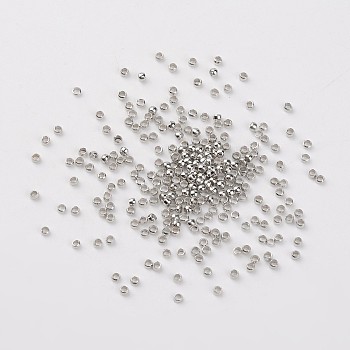 Brass Crimp Beads, Cadmium Free & Lead Free, Rondelle, Nickel Color, about 2mm in diameter, 1.2mm long, hole: 1.2mm