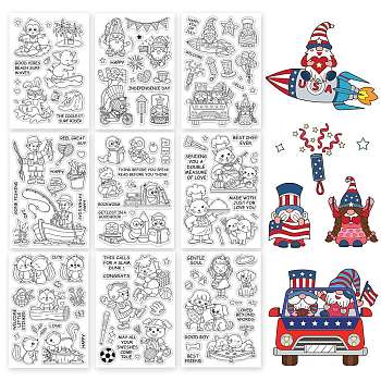 PandaHall Elite 9 Sheets 9 Style PVC Plastic Stamps, for DIY Scrapbooking, Photo Album Decorative, Cards Making, Stamp Sheets, Angel & Fairy Pattern, 16x11x0.3cm, 1 sheet/style