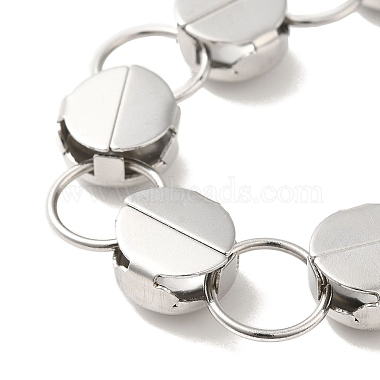 304 Stainless Steel Flat Round Link Chain Bracelet(BJEW-Q776-02C-01)-3