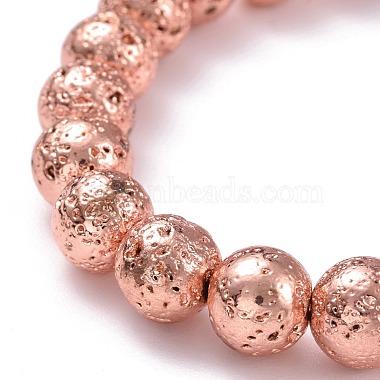 Electroplated Natural Lava Rock Round Beads Essential Oil Anxiety Aromatherapy Stretch Bracelet(BJEW-JB07056)-5