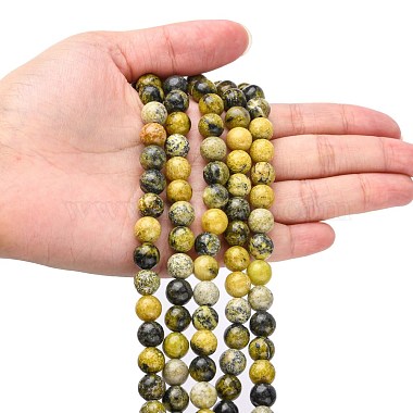 Brins de perles turquoise jaune naturel (jaspe)(GSR007)-5