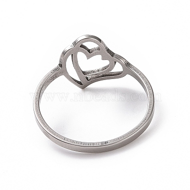 201 Stainless Steel Interlocking Double Heart Finger Ring(RJEW-J051-03P)-3