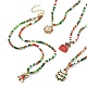 Christmas Theme Alloy Enamel Pendant Necklace with Glass Beaded Chains(NJEW-JN04338)-1