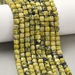 Natural Yellow Turquoise(Jasper) Beads Strands, Faceted Table Cut Cube, 5~6x5~6x5~6mm, Hole: 1mm, about 73~78pcs/strand, 14.96''(38cm)(G-F797-A23-01)
