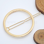 Alloy Geometric Hair Barrettes, Frog Buckle Hairpin for Women, Girls, Round Ring, Golden, 63x48mm(OHAR-PW0001-216-22)