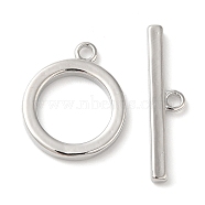 Brass Toggle Clasps, Ring, Real Platinum Plated, Ring: 16x13x2mm, Hole: 1.6mm, Inner Diameter: 9mm, Bar: 20.5x4.5x2mm, hole: 1.6mm(KK-E057-09P)
