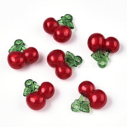 Korea Acrylic Pendants, Cherry, Red, 20.2x20x10mm, Hole: 2.6mm(OACR-L009-G05)