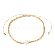 Natural Pearl & Seed Braided Bead Bracelets, Adjustable Bracelet, Star, Wide: 2~8.5mm, Inner Diameter: 2~3-3/8 inch(5.2~8.7cm)(BJEW-JB09722-03)
