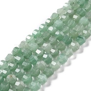 Natural Green Aventurine Beads Strands, Faceted, Lantern, 8x8x8mm, Hole: 1.2mm, about 46pcs/strand, 14.57''(37cm)(G-K312-22B-01)