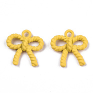 UV Plated Alloy Charms, Spray Painted, Cadmium Free & Lead Free, Twist Bowknot, Gold, 13x12x3mm, Hole: 1.4mm(PALLOY-S181-032A-RS)