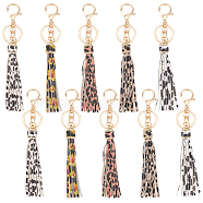 10Pcs 5 Colors PU Imitation Leather Tassels Keychain, with Alloy Clasp & Iron Ring, for Woman Bag Ornaments, Mixed Color, 17cm, 2pcs/color(KEYC-HY0001-17)