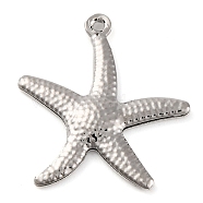 Rack Plating Brass Pendants, Cadmium Free & Lead Free, Long-Lasting Plated, Platinum, Starfish, 22x20x2mm, Hole: 1mm(KK-Z070-01P-01)