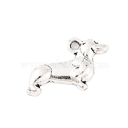 Tibetan Style Zinc Alloy Puppy Pendants, Lead Free & Cadmium Free, Sausage Dog/Dachshund Charms, Antique Silver, 12.8x13x3mm, Hole: 2mm, about 555pcs/500g(TIBEP-R334-013AS-RS)