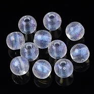 Transparent Acrylic Beads, Glitter Powder, Round, Clear, 8x7mm, Hole: 2mm(X-OACR-N008-108A-01)