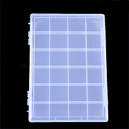 Plastic Bead Storage Containers, 24 Compartments, Rectangle, Clear, 28.5x19.5x2.2cm, Compartment: 44.5x45mm(CON-Q031-03A)