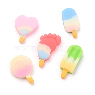 Resin Cabochons, Heart & Feet & Lollipop & Ice Cream, Mixed Color, 24~30x12~18.5x5~6mm(CRES-J043-07)