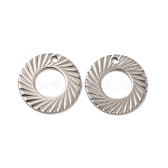 201 Stainless Steel Pendants, Round Ring Charm, Stainless Steel Color, 13x0.5mm, Hole: 1.2mm(STAS-P320-22B-P)