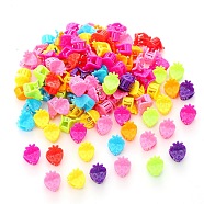 Cute Candy Colors Mini Plastic Claw Hair Clips, with Iron Findings, for Girls, Strawberry, 15x13mm, 100pcs/bag(OHAR-P021-09B-02)
