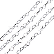 3.28 Feet 304 Stainless Steel Cross Chains, Decorative Heart Chains, Soldered, Stainless Steel Color, 4x0.5mm(X-CHS-K001-56)