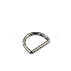 D-shaped Alloy Spring Ring Clasps, Gunmetal, 25x32mm(PW-WG353A0-04)