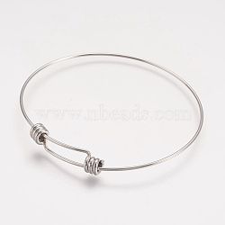 304 Stainless Steel Expandable Bangle Making, Stainless Steel Color, 2-1/2 inch(6.3cm), 1mm(X-BJEW-F243-02P)