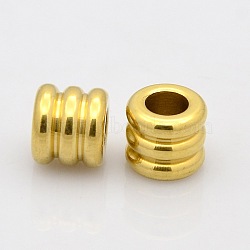 Column 304 Stainless Steel European Beads, Large Hole Beads, Golden, 9x8mm, Hole: 4.5mm(STAS-N020-13)