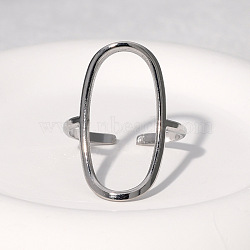 201 Stainless Steel Cuff Open Rings, Oval, Stainless Steel Color, Inner Diameter: 18mm(FS-WG43C07-02)