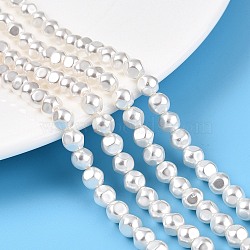 Transparent Spray Painted Glass Beads Strands, Faceted, Ball, Creamy White, 6mm, Hole: 1.2mm, about 68~69pcs/strand, 15.75~16.14 inch(40~41cm)(GLAA-N001-27)