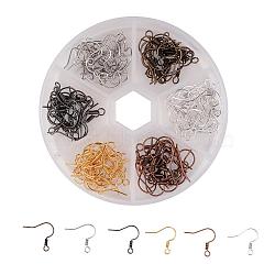 1 Box 6 Color Brass Earring Hooks, with Horizontal Loop, Nickel Free, Mixed Color, 17mm, Hole: 1.5mm, 21 Gauge, Pin: 0.7mm(KK-X0069-NF-B)