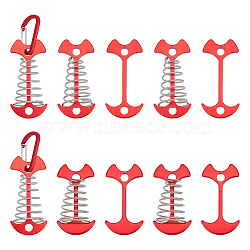10Pcs Aluminum Alloy Tent Peg, with Spring, Camping Accessories, Red, 67x36x4mm, Hole: 7mm(FIND-FH0002-07)