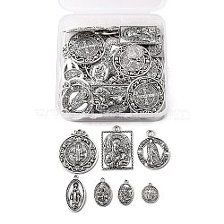 Tibetan Style Alloy Pendants, Mixed Shapes, Antique Silver, 7.4x7.3x2.5cm, 70pcs/box(TIBEP-PH0005-11AS)