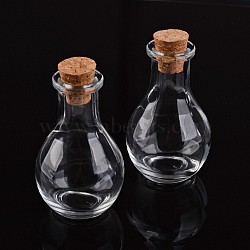 Glass Bottle for Bead Containers, with Cork Stopper, Wishing Bottle, Clear, about 8.8cm high, 4.9cm wide, Hole: 15mm, Bottleneck: 2.1~2.2cm in diameter, Capacity: 55ml(1.85 fl. oz)(X-AJEW-H006-1)