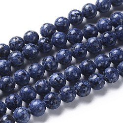 Natural Labradorite Beads Strands, Dyed & Heated, Round, Blue, 8mm, Hole: 1mm, about 44pcs/strand, 15.3 inch(39cm)(X-G-E383-8mm-05)