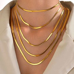 304 Stainless Steel Snake Chain Necklaces for Women, Golden, 2mm, 19.69 inch(50cm)(WG80FEF-03)