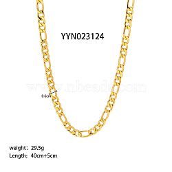 6mm Stylish Titanium Steel Figaro Chain Necklaces for Women Men, Real 18K Gold Plated, 15.75 inch(40cm)(AA4830-2)