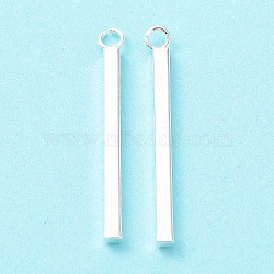 304 Stainless Steel Pendants, Bar Charm, Silver, 27.5x2x2mm, Hole: 2mm(STAS-P327-09C-S)