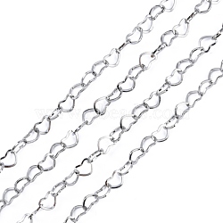 3.28 Feet 304 Stainless Steel Cross Chains, Decorative Heart Chains, Soldered, Stainless Steel Color, 4x0.5mm(X-CHS-K001-56)