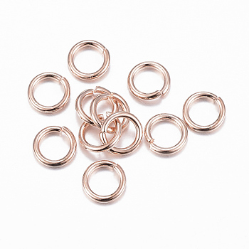 304 Stainless Steel Jump Rings, Open Jump Rings, Rose Gold, 18 Gauge, 6x1mm, Inner Diameter: 4mm