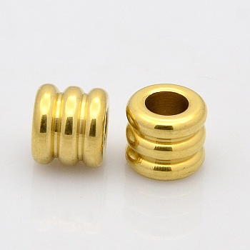 Column 304 Stainless Steel European Beads, Large Hole Beads, Golden, 9x8mm, Hole: 4.5mm