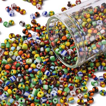 8/0 Glass Seed Beads, Opaque Colours Seep, Mixed Color, 3mm, hole:1mm, about 1111pcs/50g