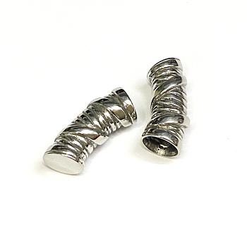 304 Stainless Steel Cord Ends, Antique Silver, 29x10~11mm, Inner Diameter: 8~9mm