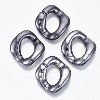 UV Plating Acrylic Linking Rings, Quick Link Connectors, for Twisted Chains Making, Twist, Gunmetal, 31x29x7mm, Inner Diameter: 17x11mm